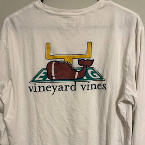 Vineyard Vines White Long Sleeve Football Field Goal Pocket Tee size Medium